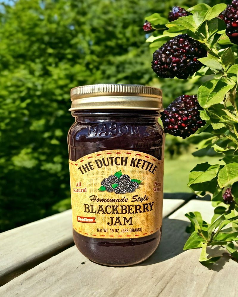 Our Dutch Kettle Seedless Blackberry Jam has  lucious vine ripe blackberries but with the seeds strained out. Purchase yours today at Harvest Array.