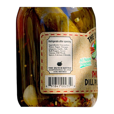 The Dutch Kettle only uses all-natural ingredients in their Amish Home Style Sweet and Spicy Dill Pickle Spears for Harvest Array.