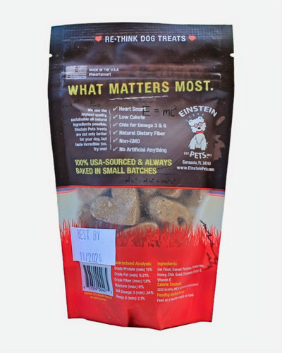 Back of bag showing benefits and ingredient list.