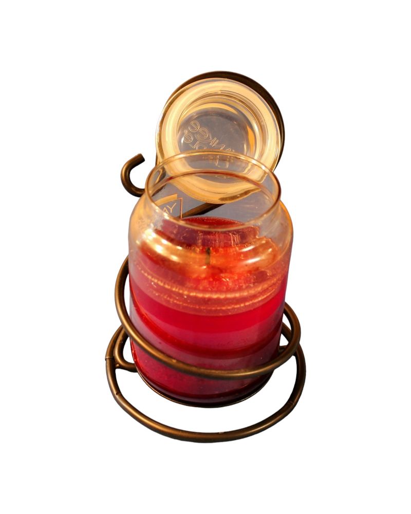 Metal Coil Jar Candle Holder with lid attached