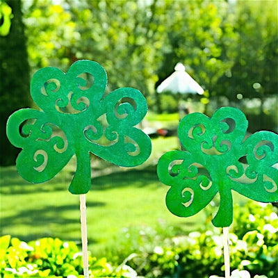 Choose from different shades of green on your Lattice pattern Shamrock Garden Stakes for your yard this spring.