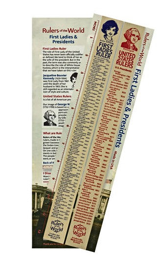 Learn the Presidents and their First Ladies in chronological order with this set of handy rulers.