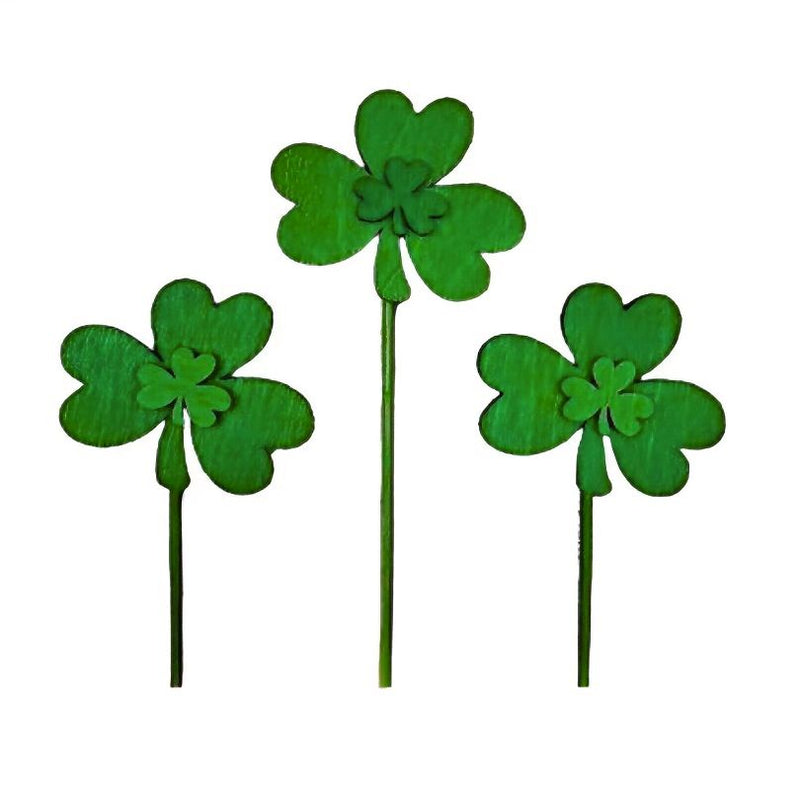 Customize the colors for the large and small Shamrock  for our Duo Petite Shamrock Garden Stakes at harvestarray.com.