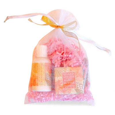 Mini Soap, Lotion, and Soap Saver Gift Bag in Island Ginger Mango Scent. 