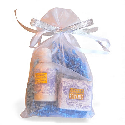 Lovely Lavender Chamomile Mini Soap, Lotion, and Soap Saver Gift Bag from Harvest Array. 