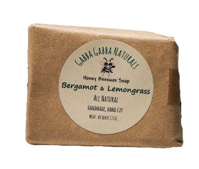 3.5 oz Bar of Bergamot & Lemongrass All-Natural Honey Beeswax Soap. 