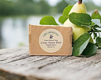 Shop online at Harvest Array for our Crisp Anjou Pear Honey Beeswax Bar Soap.