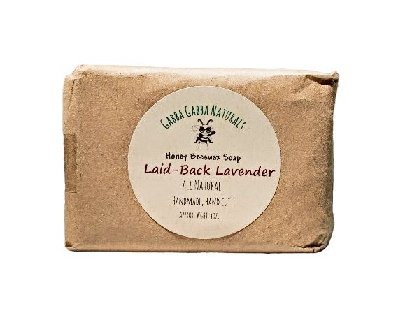 4 oz Bar of Laid-Back Lavender Honey Beeswax Soap. 