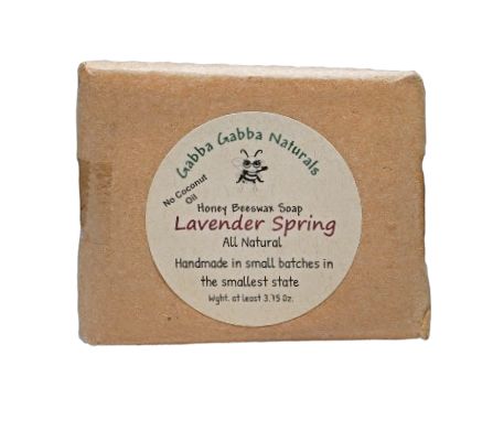 Lavender Spring Honey Beeswax Soap in a 3.75 oz. bar.