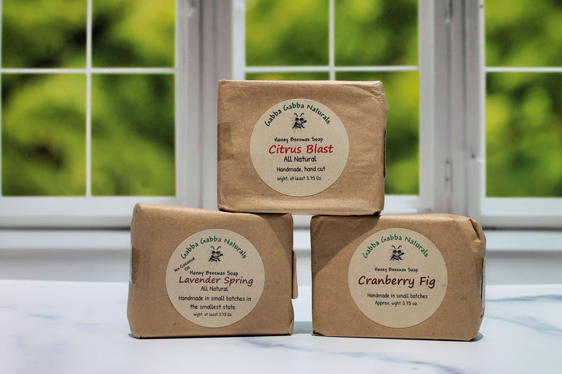 Three New Varieties of All Natural Honey Beeswax Bar Soap on Harvest Array