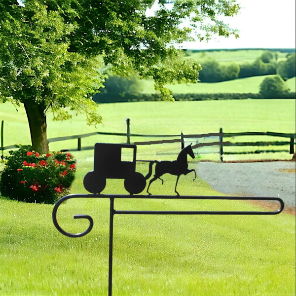 Amish Horse and Buggy Garden Flag Holder, Made in the USA in Lancaster, PA. Available at Harvest Array.