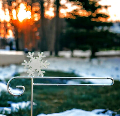 Garden Flag Holders with Decorative Emblem - Snowflake