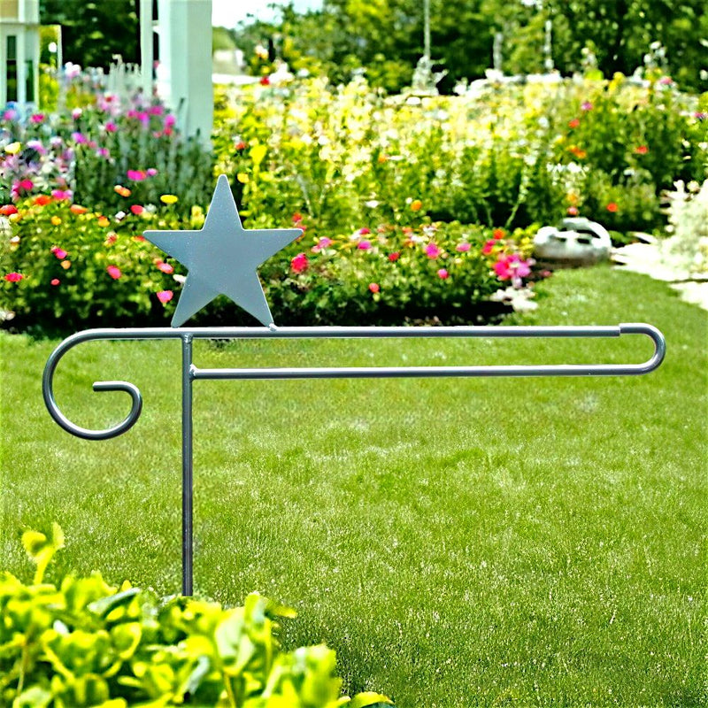 Shop Harvest Array for Metal Garden Flag Holders with Decorative Emblems, like this Star Emblem on top of the Garden Flag Holder.