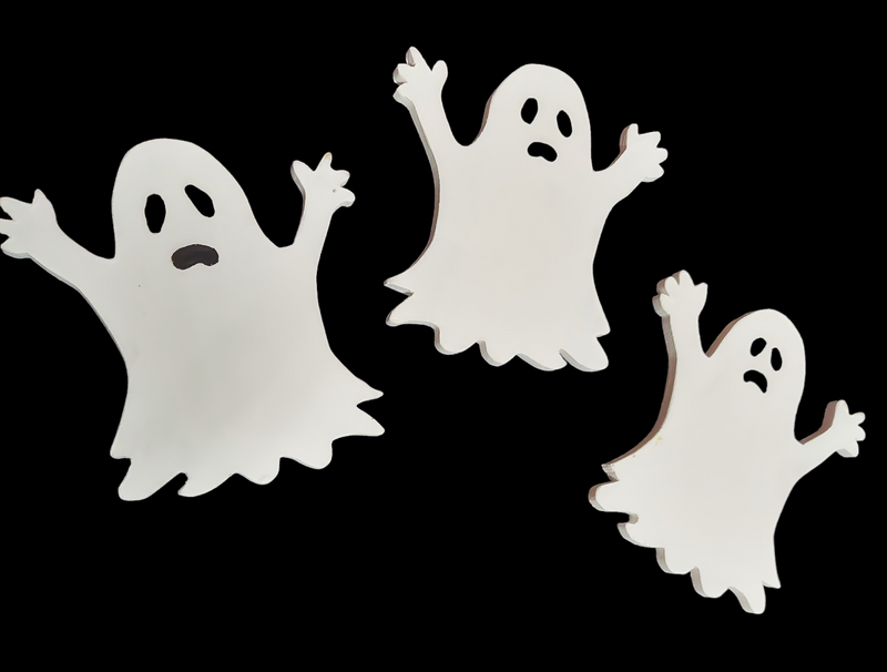 Ghost Trio Wooden Halloween Decorations