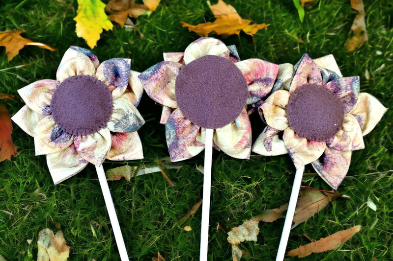 Handcrafted Fall Flowers on Stick Stems