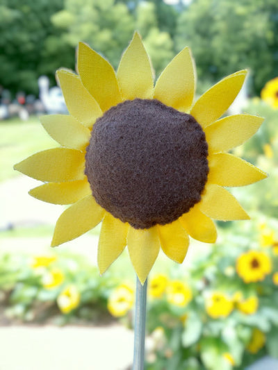Handmade Sunflower on a stick to brighten a potted plant