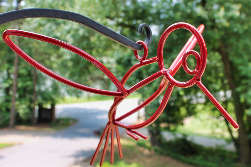 Red Powder Coated Metal Hanging Hummingbirds