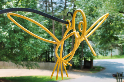 Close up of the yellow Powder Coated Metal Hanging Hummingbirds