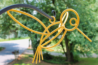 Side view of the yellow Powder Coated Metal Hanging Hummingbirds