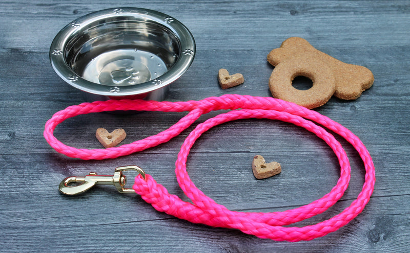 Hot Pink Soft Braided Dog Leash for Dogs Up to 50 pounds is  non-abrasive on your hands, has a strong snap that won&