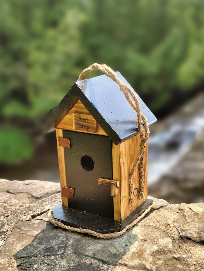 Black Single Outhouse Birdhouse