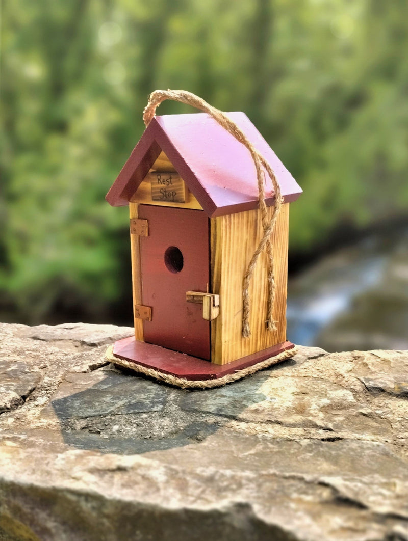 Red Single Outhouse Birdhouse