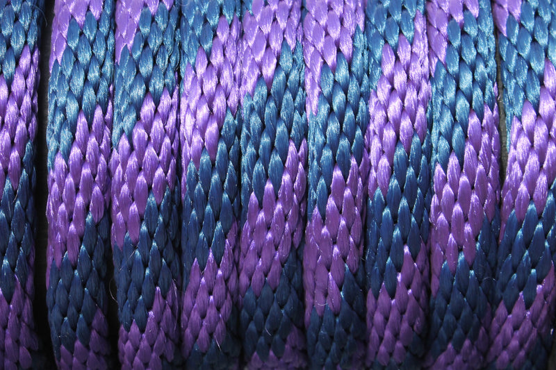 Close up of the Purple and Navy Solid Braided Multifilament Polypropylene Rope