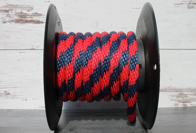 Red and Navy Solid Braided Multifilament Polypropylene Rope From Troyer Rope Company