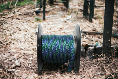 Hunter Green and Navy Solid Braided Multifilament Polypropylene Rope on the Farm