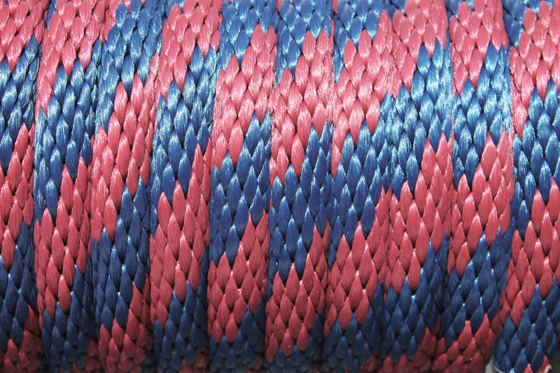 Close up of the Burgundy and Navy Solid Braided Multifilament Polypropylene Rope