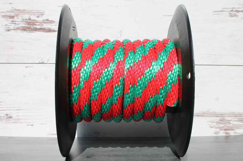 Green and Red Solid Braided Multifilament Polypropylene Rope from Troyer Rope Company