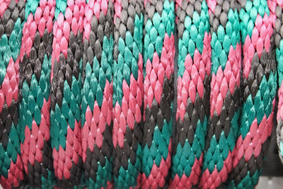 Close up of the Hunter Green, Burgundy, and Black Solid Braided Multifilament Polypropylene Rope