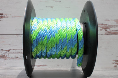 Sky Blue and Lime Solid Braided Multifilament Polypropylene Rope From Troyer Rope Company