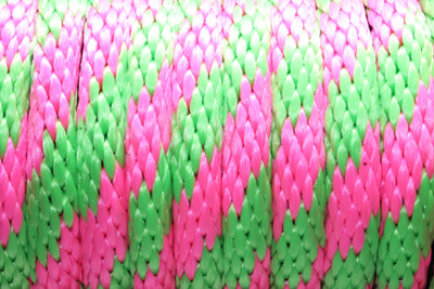 Close up the Hot Pink and Lime Solid Braided Multifilament Polypropylene Rope