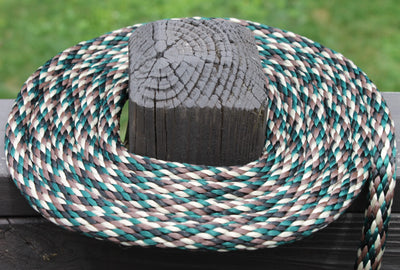 Camo Solid Braided Multifilament Polypropylene Rope on a post
