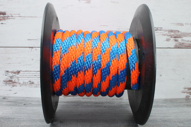 Blue and Orange Solid Braided Multifilament Polypropylene Rope From Troyers Rope Co