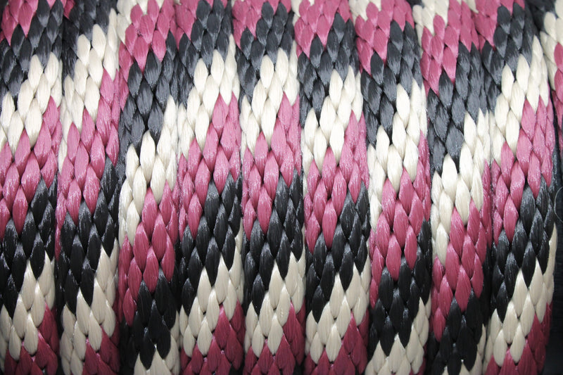 Close up of the Burgundy, Black, & Tan Solid Braided Multifilament Polypropylene Rope