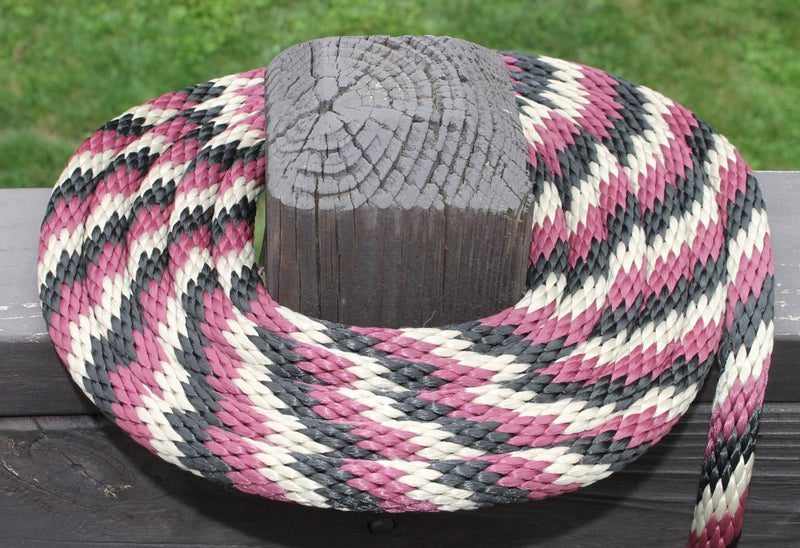 Burgundy, Black, & Tan Solid Braided Multifilament Polypropylene Rope on a post
