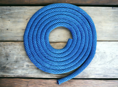 Coiled Blue Solid Braided Multifilament Polypropylene Rope