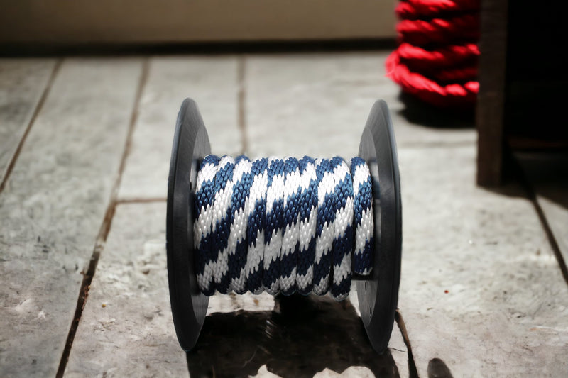 Navy and White Solid Braided Multifilament Polypropylene Rope From Troyers Rope Company