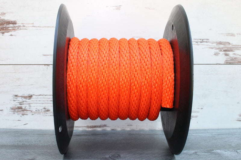 Orange Solid Braided Multifilament Polypropylene Rope