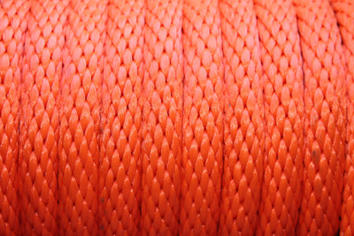 Close up of the Orange Solid Braided Multifilament Polypropylene Rope