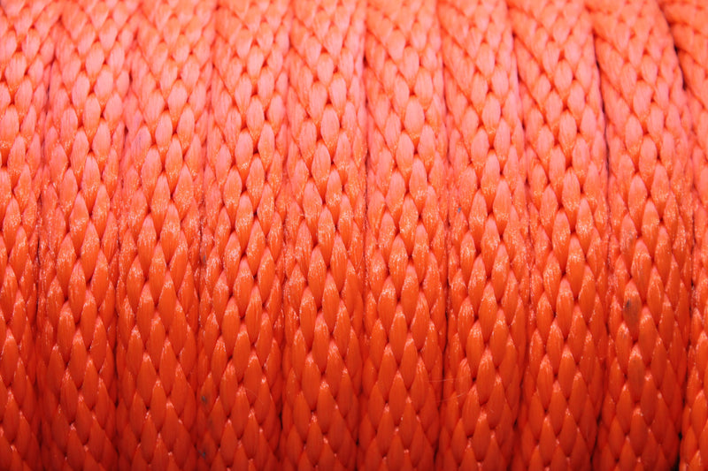 Close up of the Orange Solid Braided Multifilament Polypropylene Rope