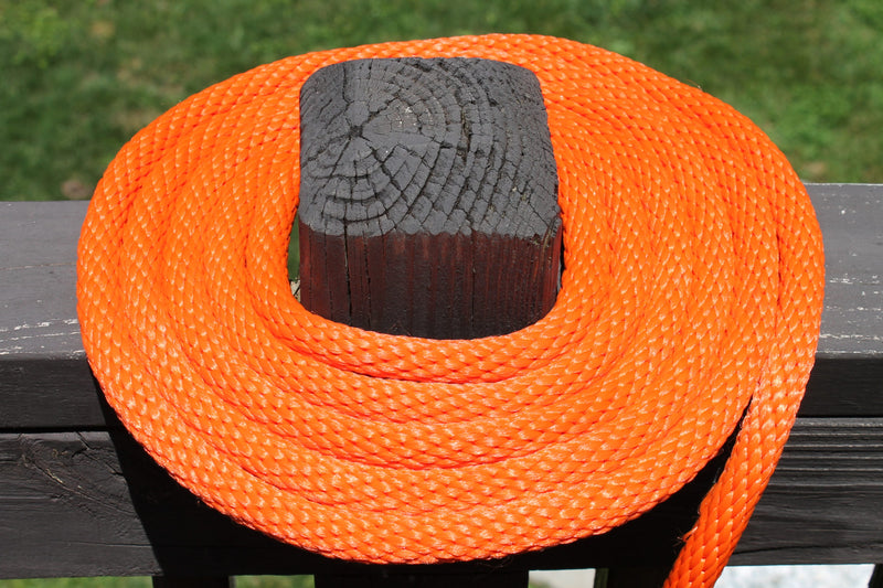 Coiled Orange Solid Braided Multifilament Polypropylene Rope