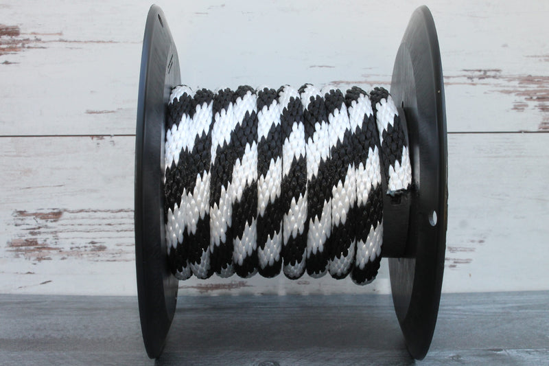 Black and White Solid Braided Multifilament Polypropylene Rope