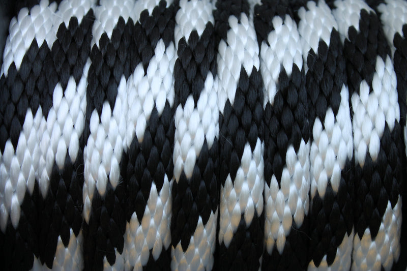 Close up of the Black and White Solid Braided Multifilament Polypropylene Rope