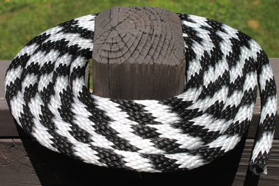 Coiled Black and White Solid Braided Multifilament Polypropylene Rope