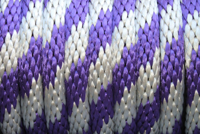 Close up of the Purple and Silver Solid Braided Multifilament Polypropylene Rope