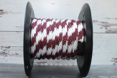 Burgundy and White Solid Braided Multifilament Polypropylene Rope made by Troyer's Rope Company