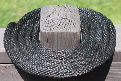 Coiled Black Solid Braided Multifilament Polypropylene Rope